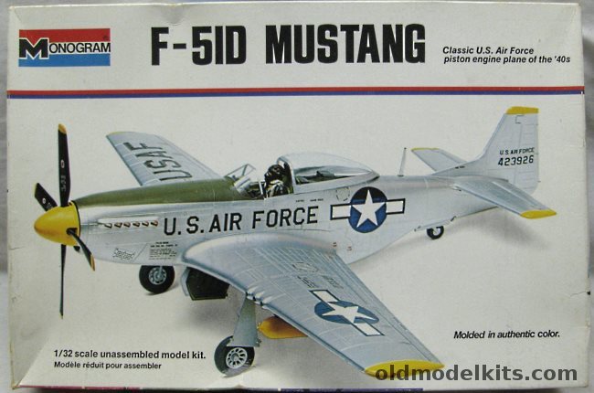 Monogram 1/32 F-51D Mustang Action Model  - White Box Issue (P-51), 6847 plastic model kit